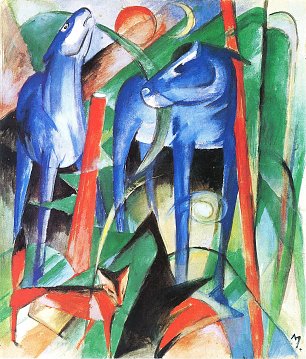 Franz Marc Drei Fabeltiere Wandbild