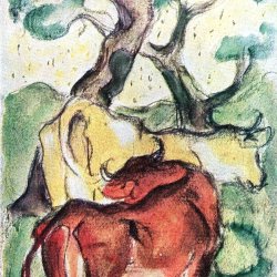 Franz-Marc-Kuehe-unter-Baeumen