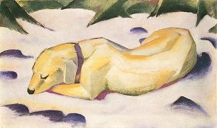 Franz Marc Liegender Hund im Schnee Wandbild