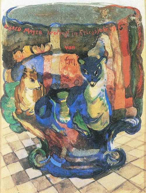 Franz Marc Pokal mit Fuchs und Rehbock Wandbild