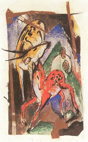 Franz Marc Rotes Reh und gelbe Antilope Wandbild