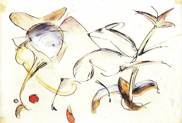 Franz Marc Springendes Reh in Blumen Wandbild