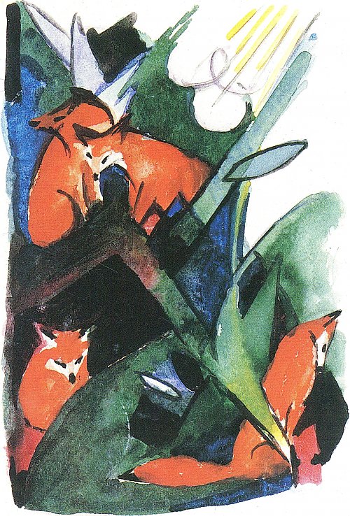 Franz Marc Vier Fuechse 2 Wandbild