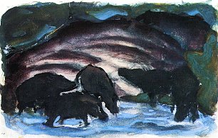 Franz Marc Wildschweine im Wasser Wandbild
