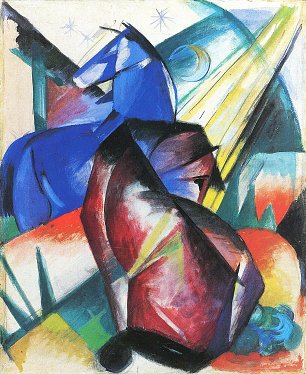 Franz Marc Zwei Pferde rot blau Wandbild