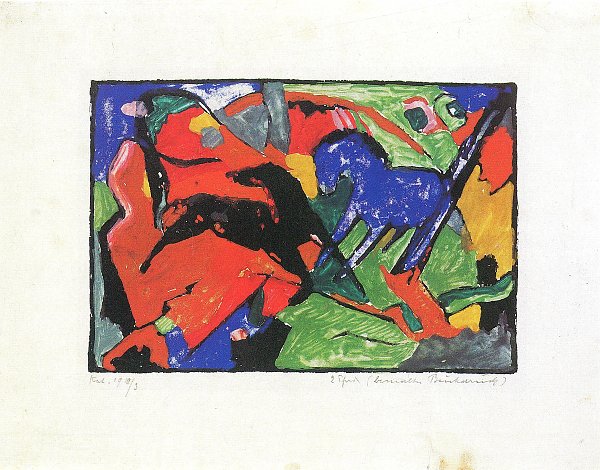 Franz Marc Zwei Pferde Wandbild