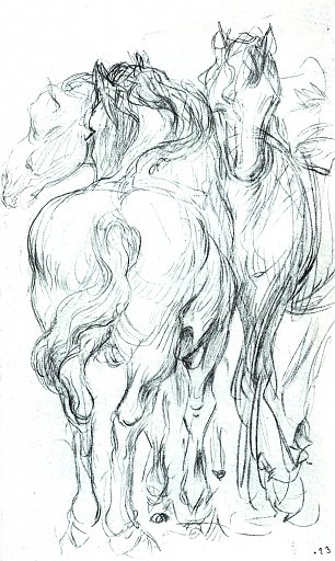 Franz Marc Gruppe von drei schweren Pferden Wandbild