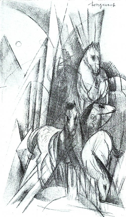 Franz Marc Komposition von Pferden und abstrakten Formen Wandbild