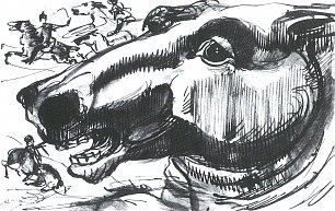 Franz Marc Pferdekopf und drei Reiter Wandbild