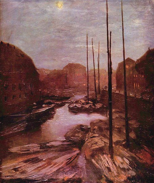 Adolph Menzel Friedrichsgracht bei Mondschein Wandbild