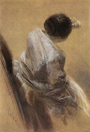 Adolph Menzel Sitzende Dame mit Opernglas Wandbild