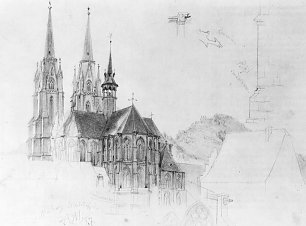 Adolph Menzel Blick auf die Elisabethkirche in Marburg von Norden Wandbild