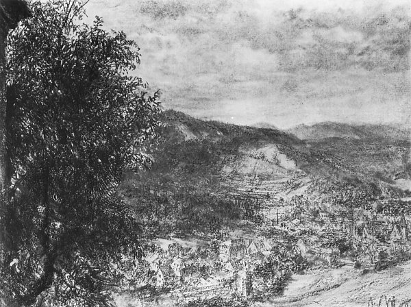 Adolph Menzel Blick von der Anhoehe Wandbild