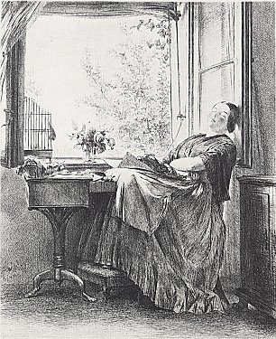 Adolph Menzel Die schlafende Naeherin am Fenster 1 Wandbild