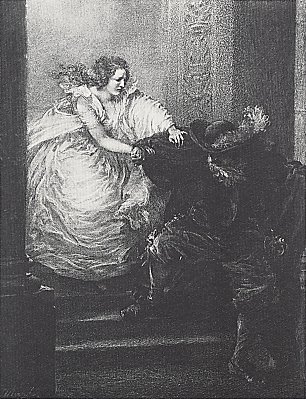Adolph Menzel Don Juan entflieht Donna Anna Wandbild