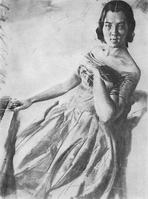 Adolph Menzel Frau Maerker am Klavier Wandbild
