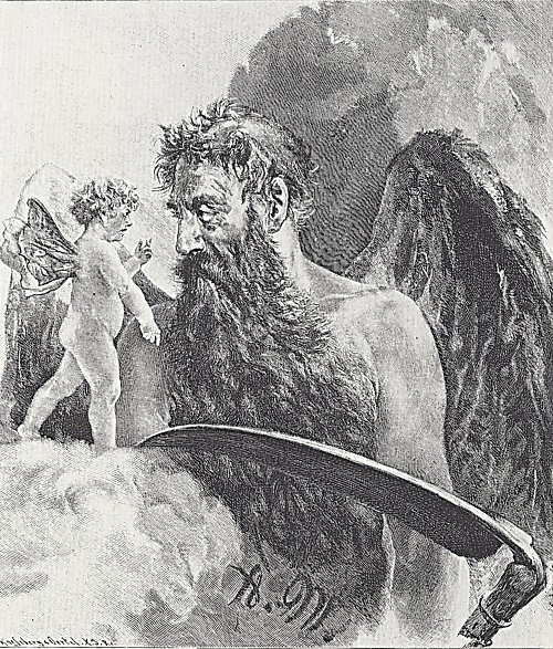 Adolph Menzel Kronos Saturn und der Genius der Kunst Menzels Wandbild