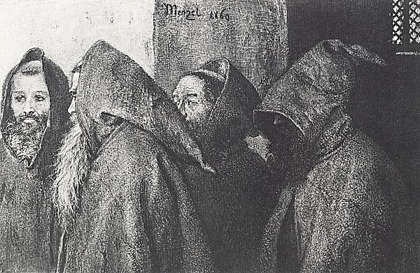 Adolph Menzel Vier Moenche Wandbild