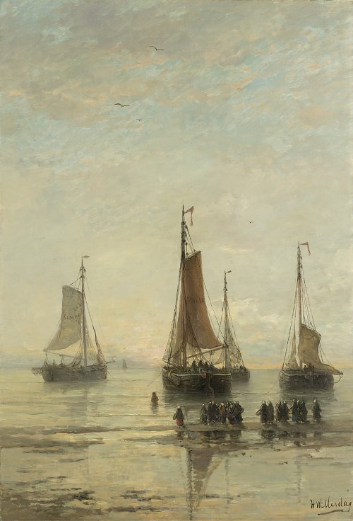 Hendrik Willem Mesdag Fishing Boats from Scheveningen Anchored Wandbild