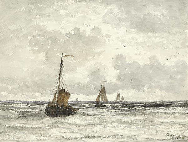 Hendrik Willem Mesdag Fishing Boats in the Surf Wandbild