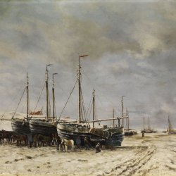 Hendrik-Willem-Mesdag-Polderseelandschaft-mit-eingefrorenen-Schiffen