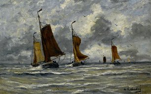 Hendrik Willem Mesdag Ships at Full Sea Wandbild