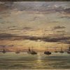 Hendrik-Willem-Mesdag-Sunset-at-Scheveningen-A-Fleet-of-Fishing-Vessels-at-Anchor