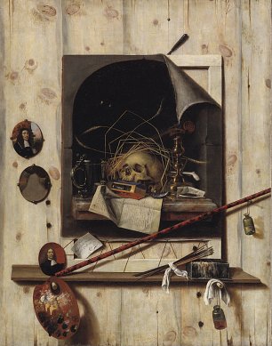 Cornelius Norbertus Gijsbrechts Trompe l oeil with Studio Wall and Vanitas Still Life Wandbild