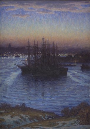 Eugen Ships at Anchor  Winter Wandbild
