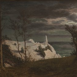 F-Sodring-The-Summer-Spire-on-the-Chalk-Cliffs-of-the-Island-Mon.-Moonlight