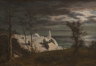 F Sodring The Summer Spire on the Chalk Cliffs of the Island Mon. Moonlight Wandbild