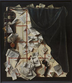 Gijsbrechts Cornelius Norbertus Trompe l oeil Board Partition with Letter Rack and Music Book Wandbild