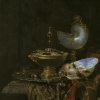 Kalf-Willem-Pronk-Still-Life-with-Holbein-Bowl-Nautilus-Cup-Glass-Goblet-and-Fruit-Dish