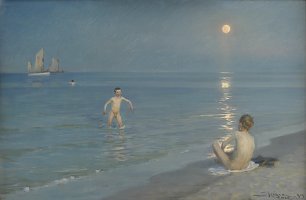 P S Kroyer Boys Bathing at Skagen  Summer Evening Wandbild