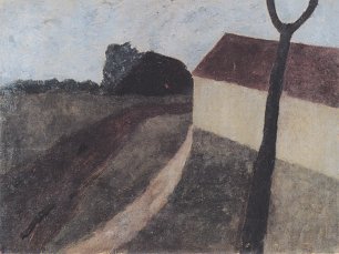 Paula Modersohn Becker Daemmerungslandschaft mit Haus und Astgabel Wandbild