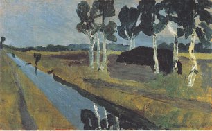 Paula Modersohn Becker Graue Landschaft mit Moorkanal Wandbild