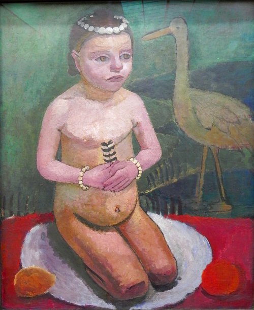 Paula Modersohn Becker Hockendes Maedchen mit Storch Wandbild