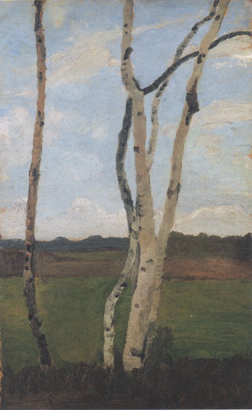 Paula Modersohn Becker Landschaft mit Birkenstaemmen Wandbild