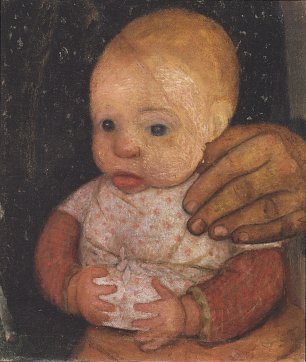 Paula Modersohn Becker Saeugling mit der Hand der Mutter Wandbild