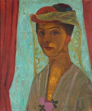 Paula Modersohn Becker Selbstportrait mit Hut und Veilchen Wandbild