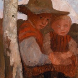 Paula-Modersohn-Becker-Sitzendes-Maedchen-mit-Strohhut-und-Kind-auf-dem-Schoss