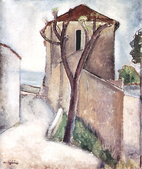 Amedeo Modigliani Baum und Haus Wandbild