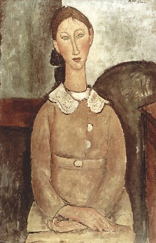 Amedeo Modigliani Maedchen in gelbem Kleid Wandbild