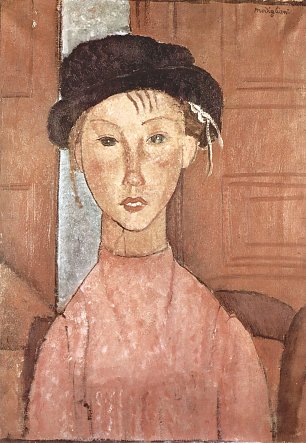 Amedeo Modigliani Maedchen mit Hut Wandbild