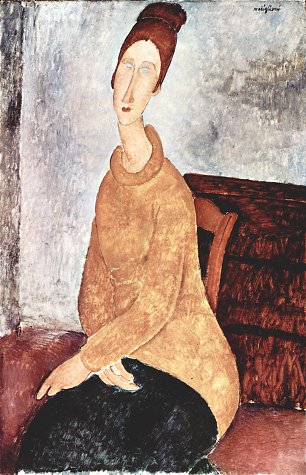 Amedeo Modigliani Portrait der Jeanne Hebuterne im gelben Pullover Wandbild