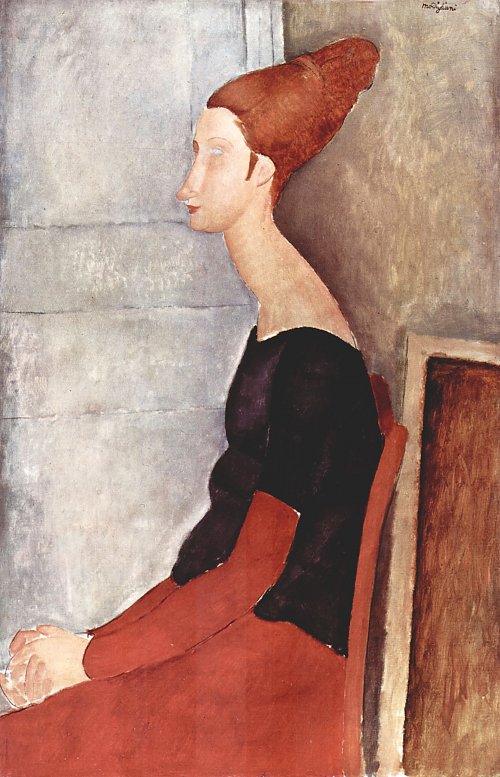Amedeo Modigliani Portrait der Jeanne Hebuterne in dunkler Kleidung Wandbild