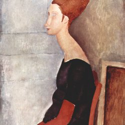 Amedeo-Modigliani-Portrait-der-Jeanne-Hebuterne-in-dunkler-Kleidung