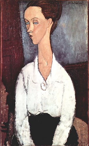 Amedeo Modigliani Portrait der Lunia Czechowska mit weisser Bluse Wandbild