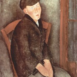 Amedeo-Modigliani-Sitzender-Knabe-mit-Hut