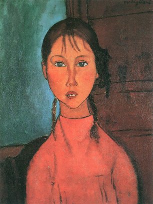 Amedeo Modigliani maedchen mit Zoepfen Wandbild